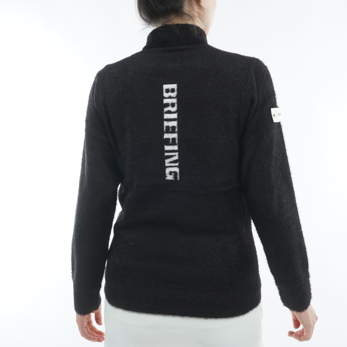 リバーシブルロゴワッペン シャギータートルネックセーター レディス