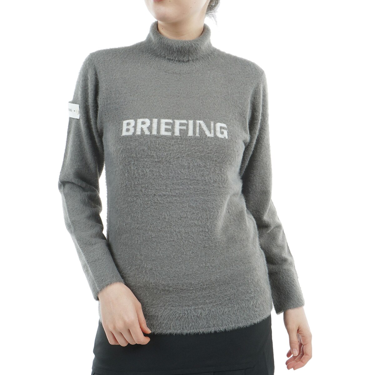 BRIEFING 　レディースゴルフ　ウェアフード付きスウェット 杢グレーS BRIEFING - 【レディース】 WOMENS SIDE LOGO LINE CREWNECK