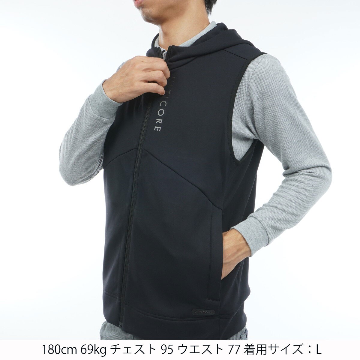 4Dimotion Fit ストレッチ 前開きフーディーベスト(ベスト