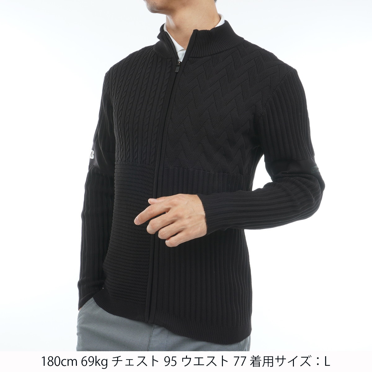 【3L】ULTICORE 長袖前開きセーター 黒 長袖前開きセーター(中間着(セーター、トレーナー))|BRIDGESTONE GOLF