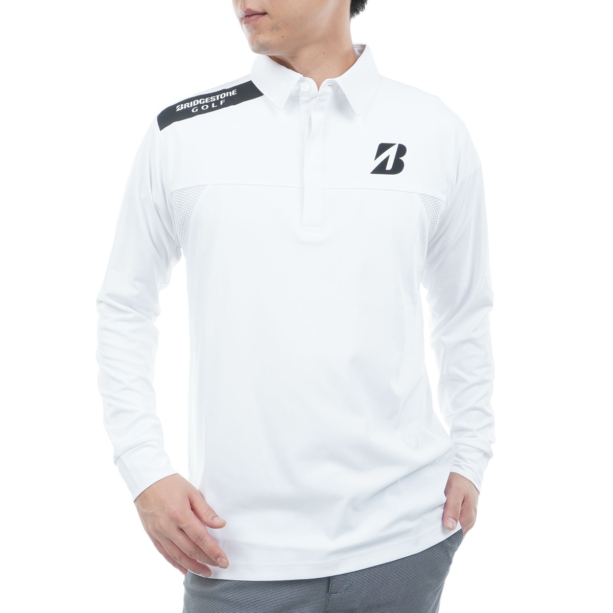 B-02 ストレッチ 共衿長袖ポロシャツ(長袖シャツ・ポロシャツ