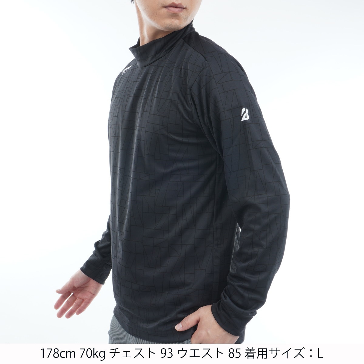 B-02 ストレッチ モックネック長袖シャツ(長袖シャツ・ポロシャツ