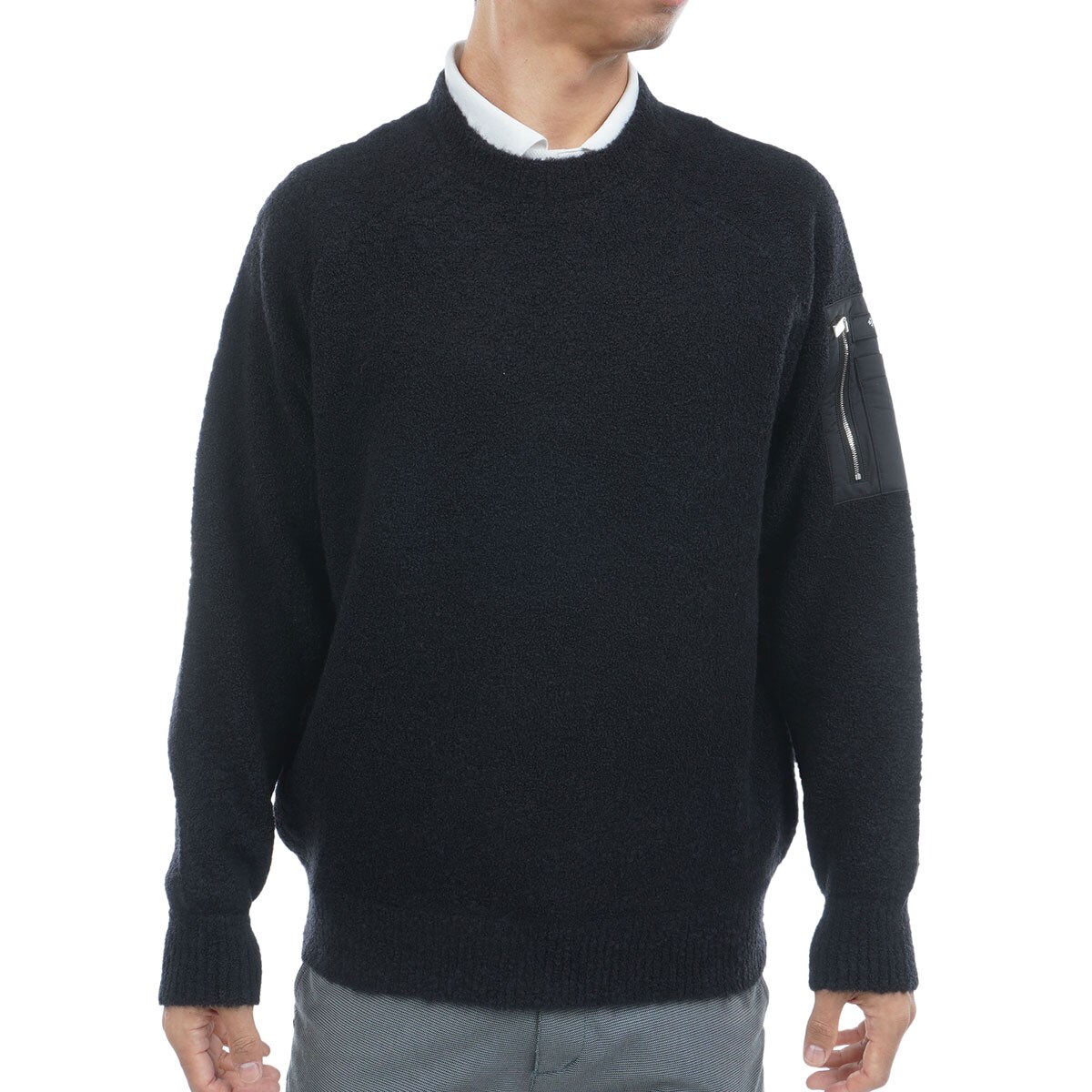 新品【テーラーメイド】人気カシミヤ混合 バイカラー ゴルフモックネックセーターL Merfirge ニットセーター タートルネック セーター ウール