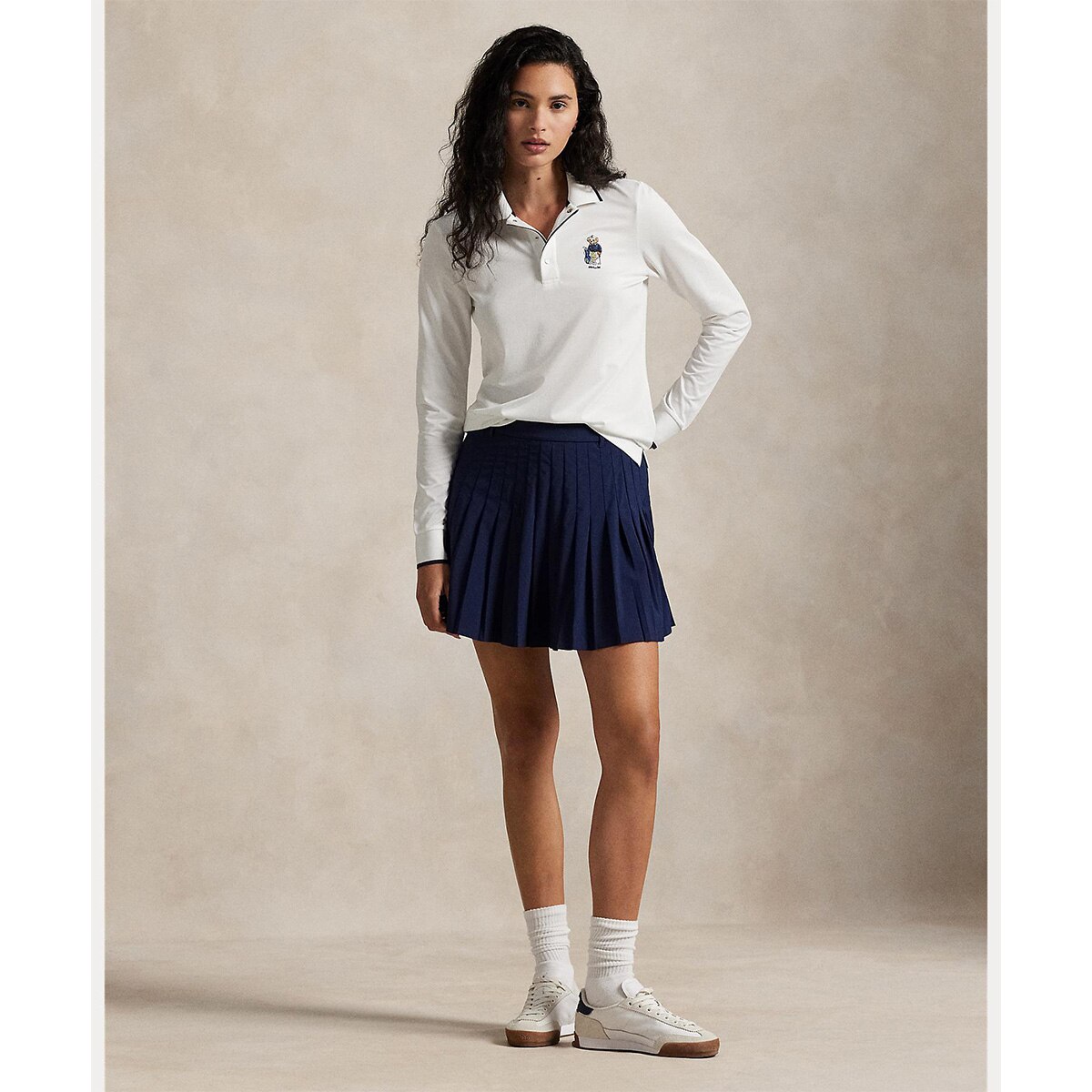 RLX テーラード フィット Poloベア ジャージー長袖ポロシャツ レディス