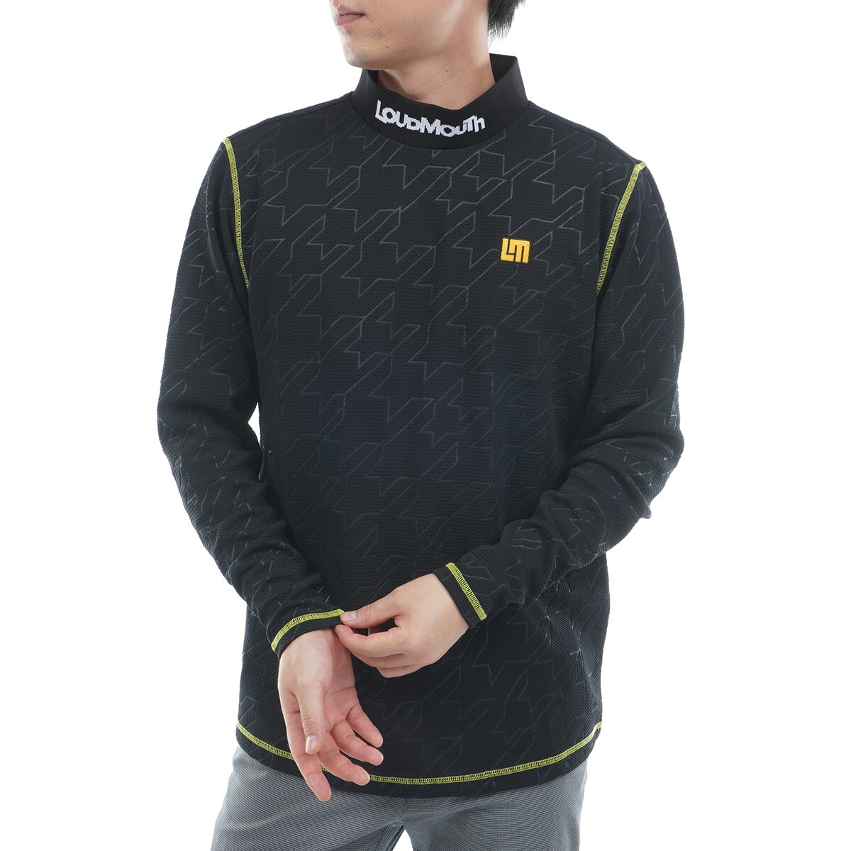 エンボス柄 モックネック長袖シャツ(長袖シャツ・ポロシャツ