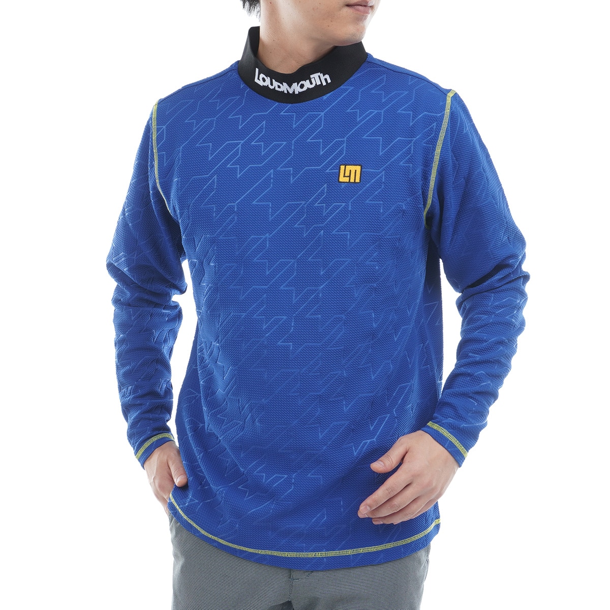 エンボス柄 モックネック長袖シャツ(長袖シャツ・ポロシャツ