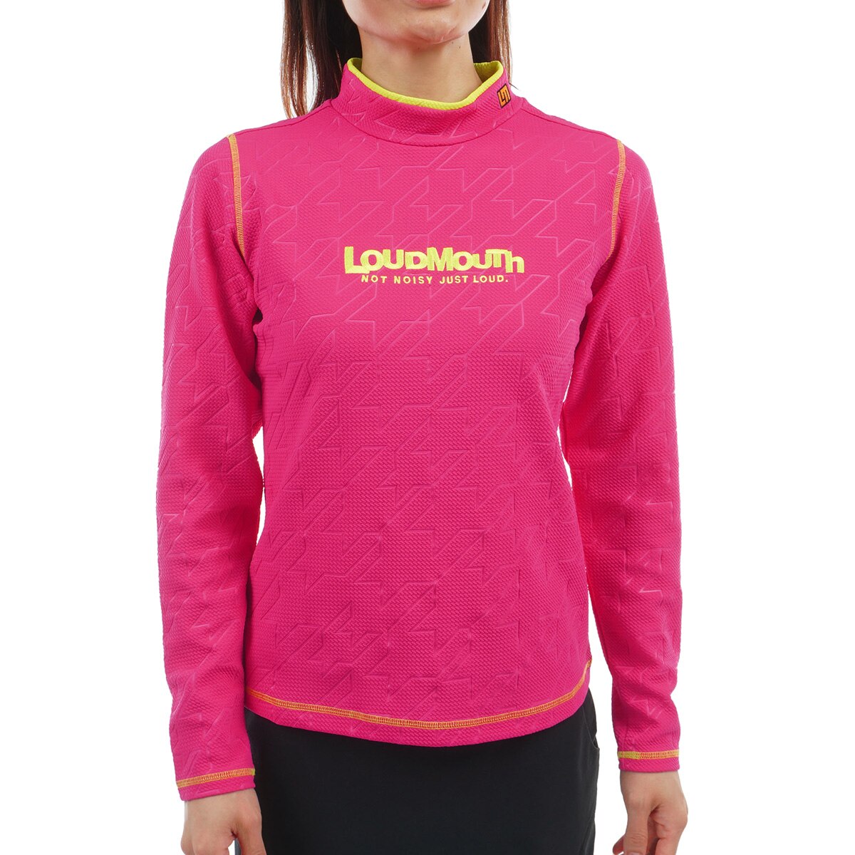 エンボス柄 モックネック長袖シャツ レディス(長袖シャツ・ポロシャツ