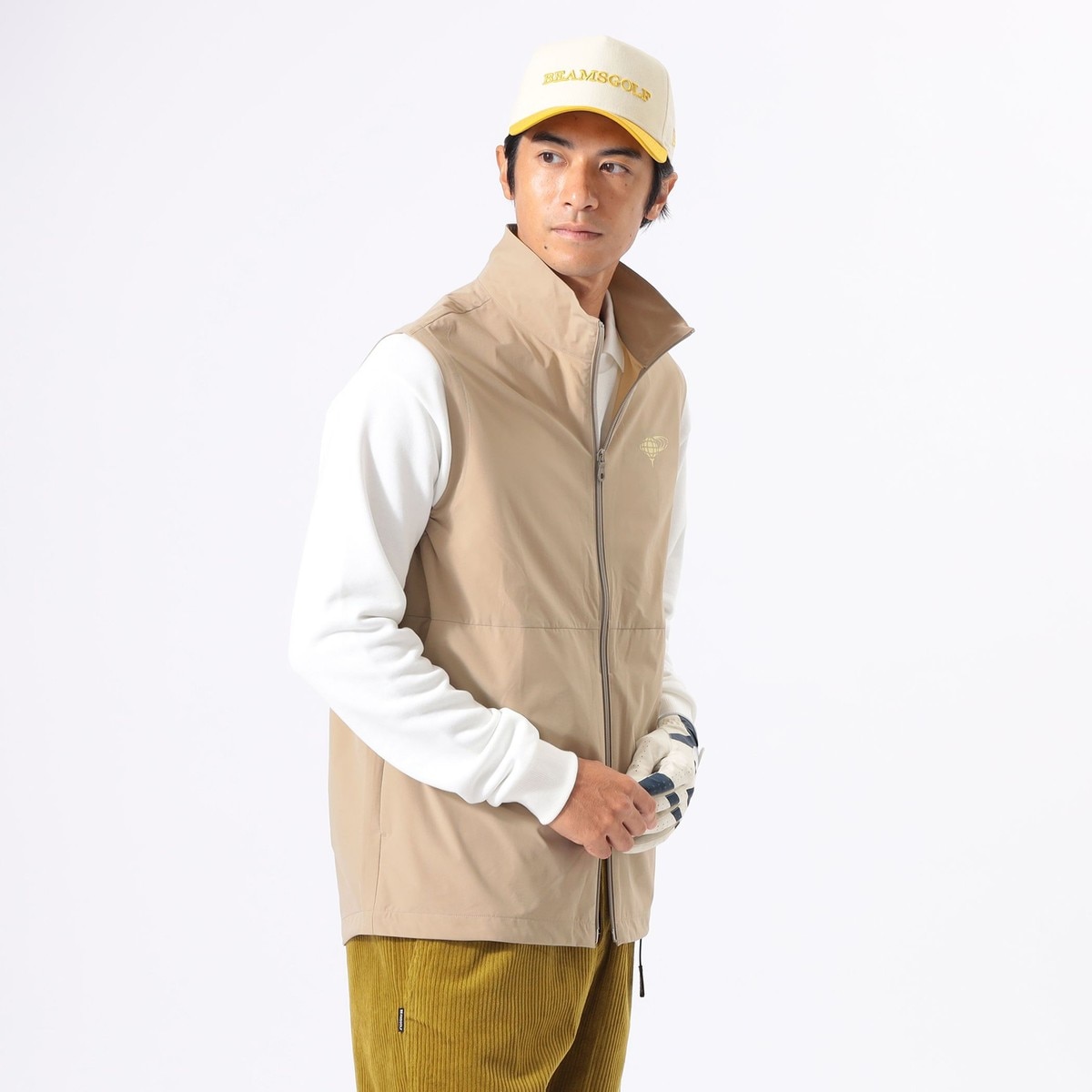 BEAMSGOLF - ビームス ゴルフ ◎フード付き　ジップアップベスト　Lサイズ BEAMSGOLF ビームスゴルフ ジップアップベスト Lサイズ グレー