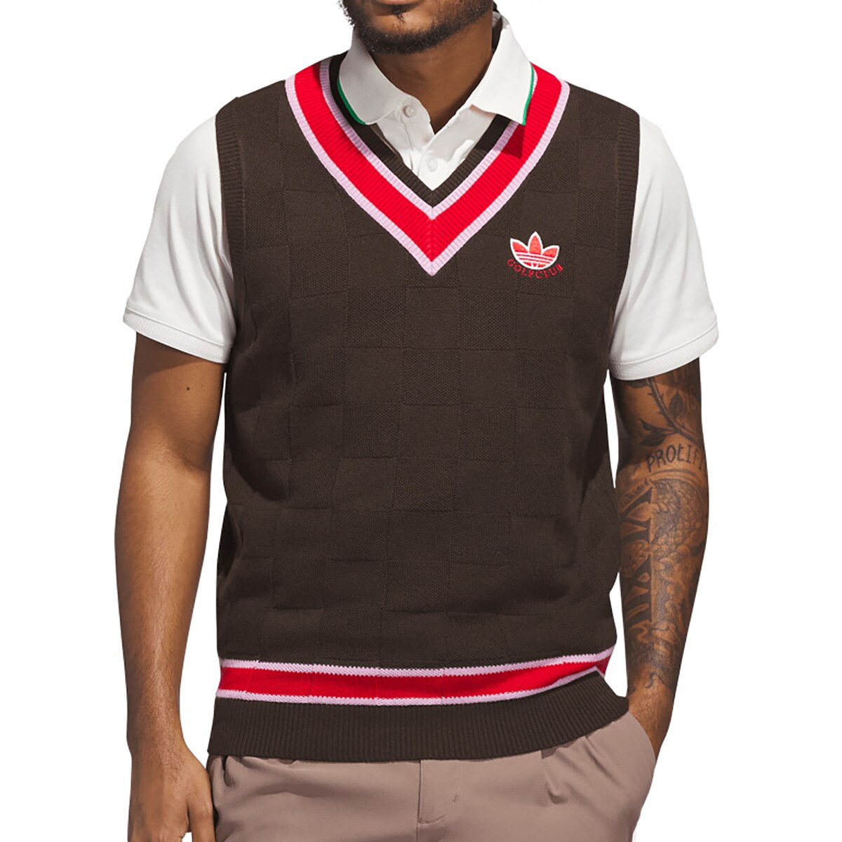 アディダスゴルフ◇ダブル ジップアップ ダウン ベスト◇レッド L