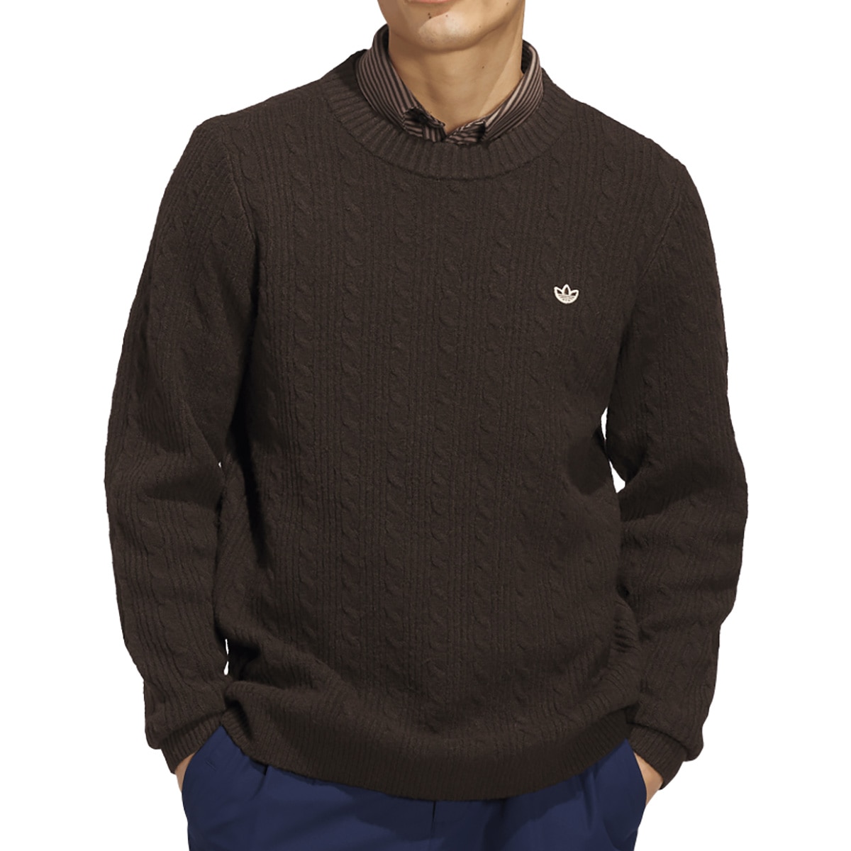 ストレッチ ワンポイント ケーブルセーター(中間着(セーター