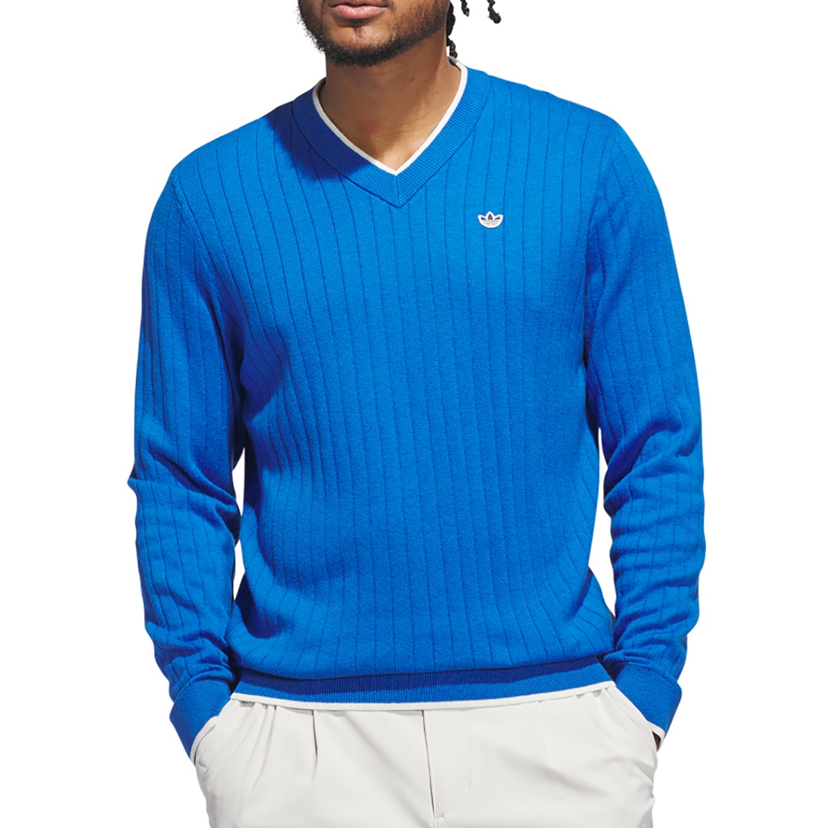 【美品】90s adidas GOLF Vネックセーター ネイビー Lサイズ adidas セーター ニット オリジナルスゴルフ Vネック セーター