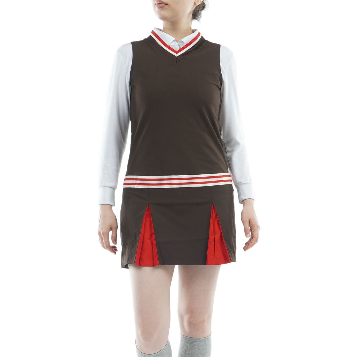 ストレッチ Vネック ノースリーブワンピース レディス(ワンピース