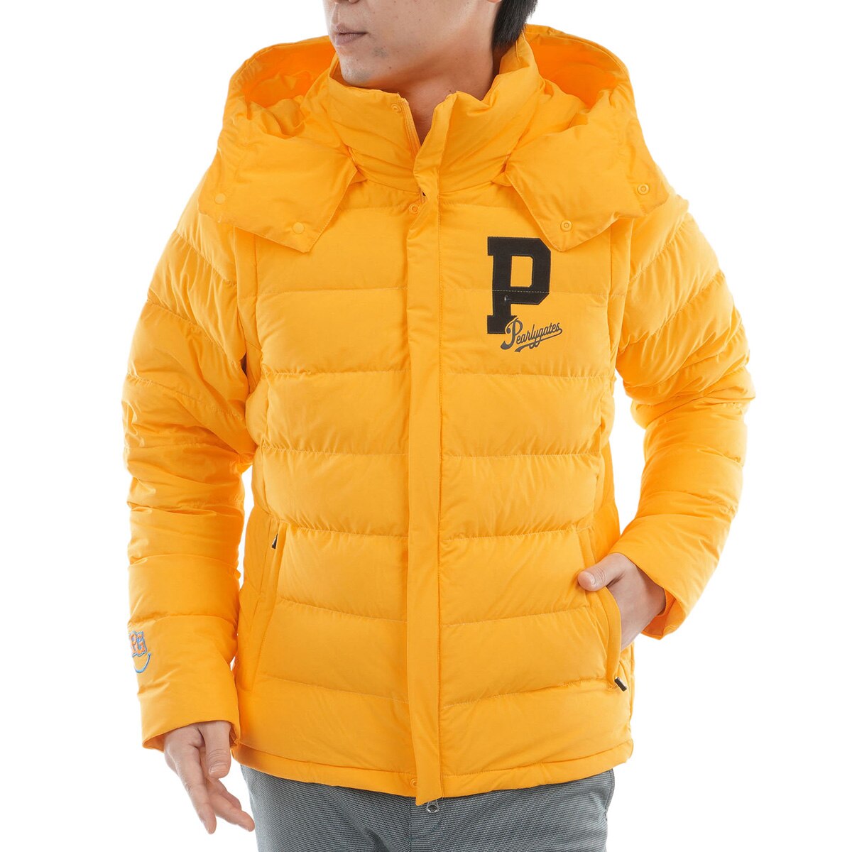 美品 パーリーゲイツ 防風撥水 2way ジャケット イエロー サイズ 4 ストレッチタフタ 2WAYフルジップブルゾン(アウター(ブルゾン