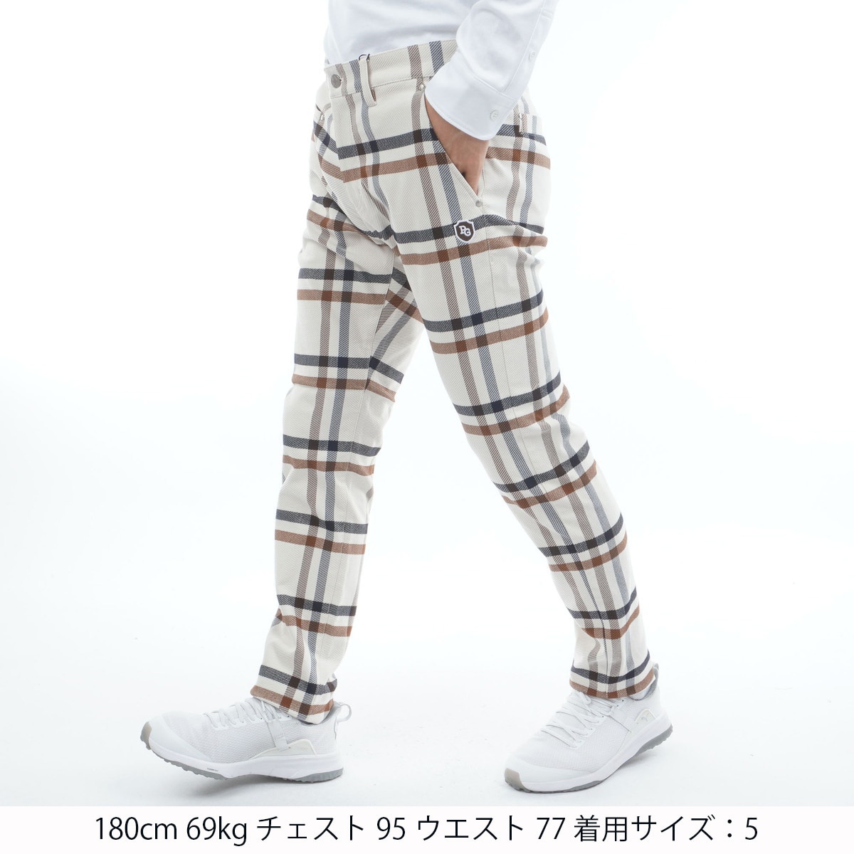 ストレッチカルゼ チェック柄 ノータックパンツ(ロングパンツ