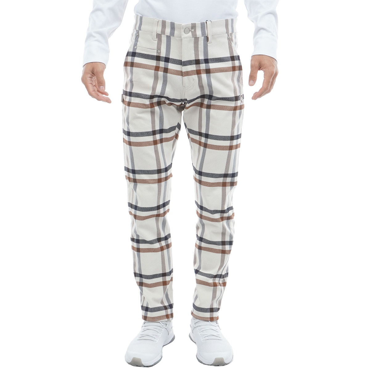 パーリーゲイツ ロングパンツ カルゼストレッチ ストレッチカルゼ チェック柄 ノータックパンツ(ロングパンツ