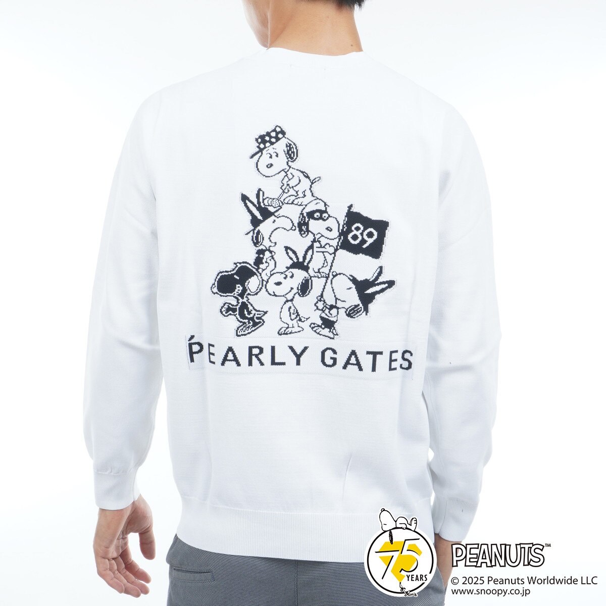 アウトレット】SNOOPY 部分ジャカード 丸首セーター(中間着(セーター