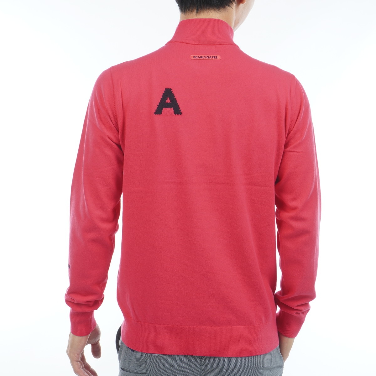 アウトレット】部分ジャカード カシミヤタッチコットン ハイネック