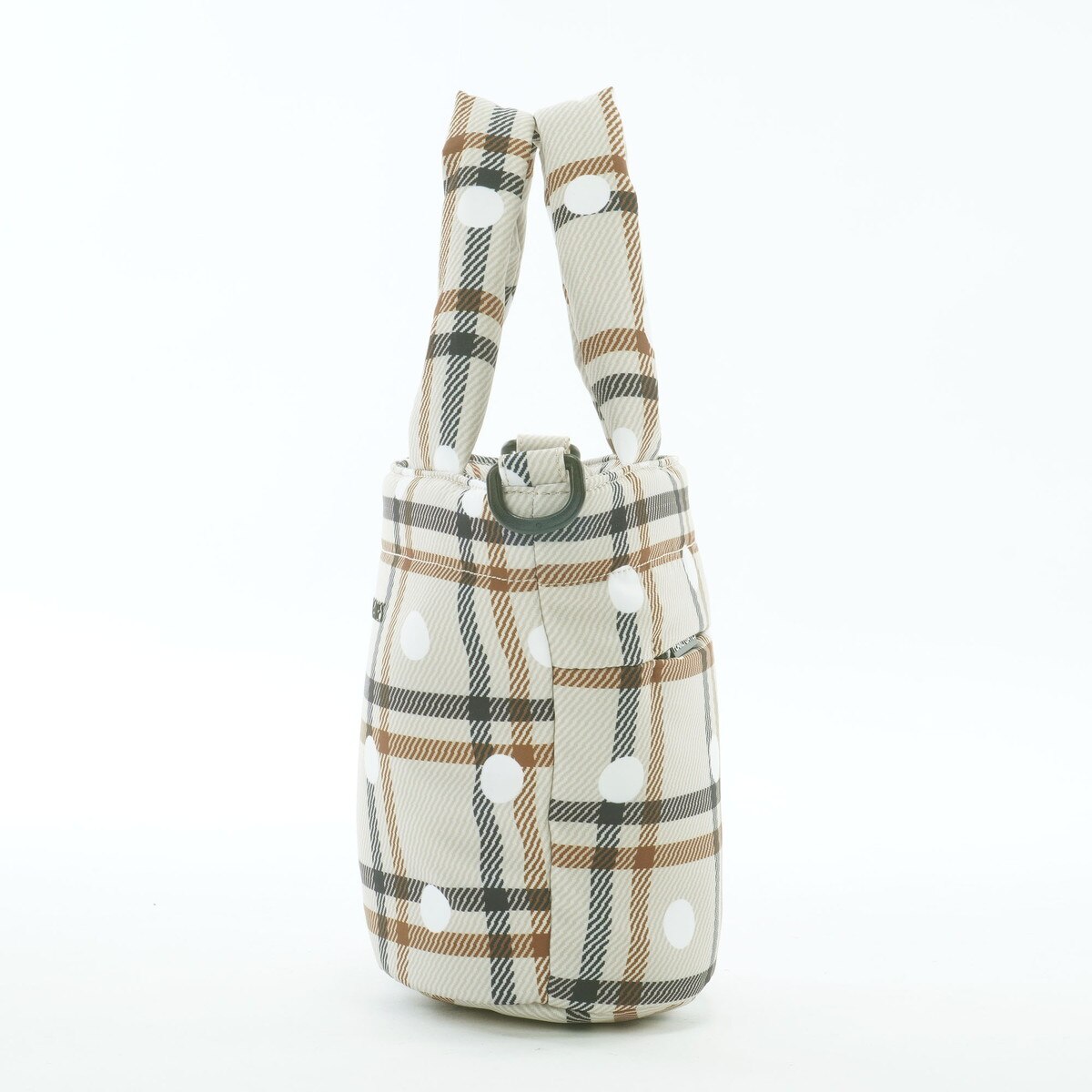 チェック×ドット柄中綿カートバッグ(ラウンドバッグ)|PEARLY