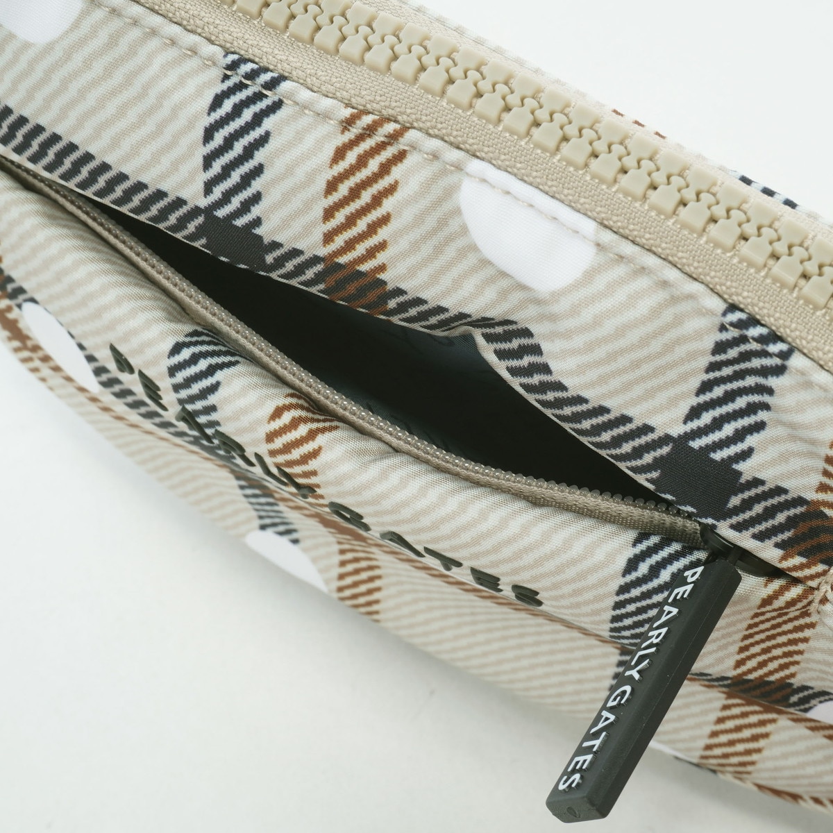 チェック×ドット柄中綿マルチポーチ(ラウンドバッグ)|PEARLY GATES