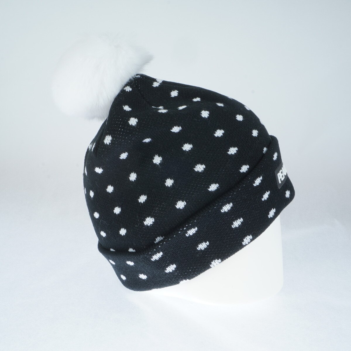 フェイクファー梵天付きミニドットニットワッチ レディス(【女性