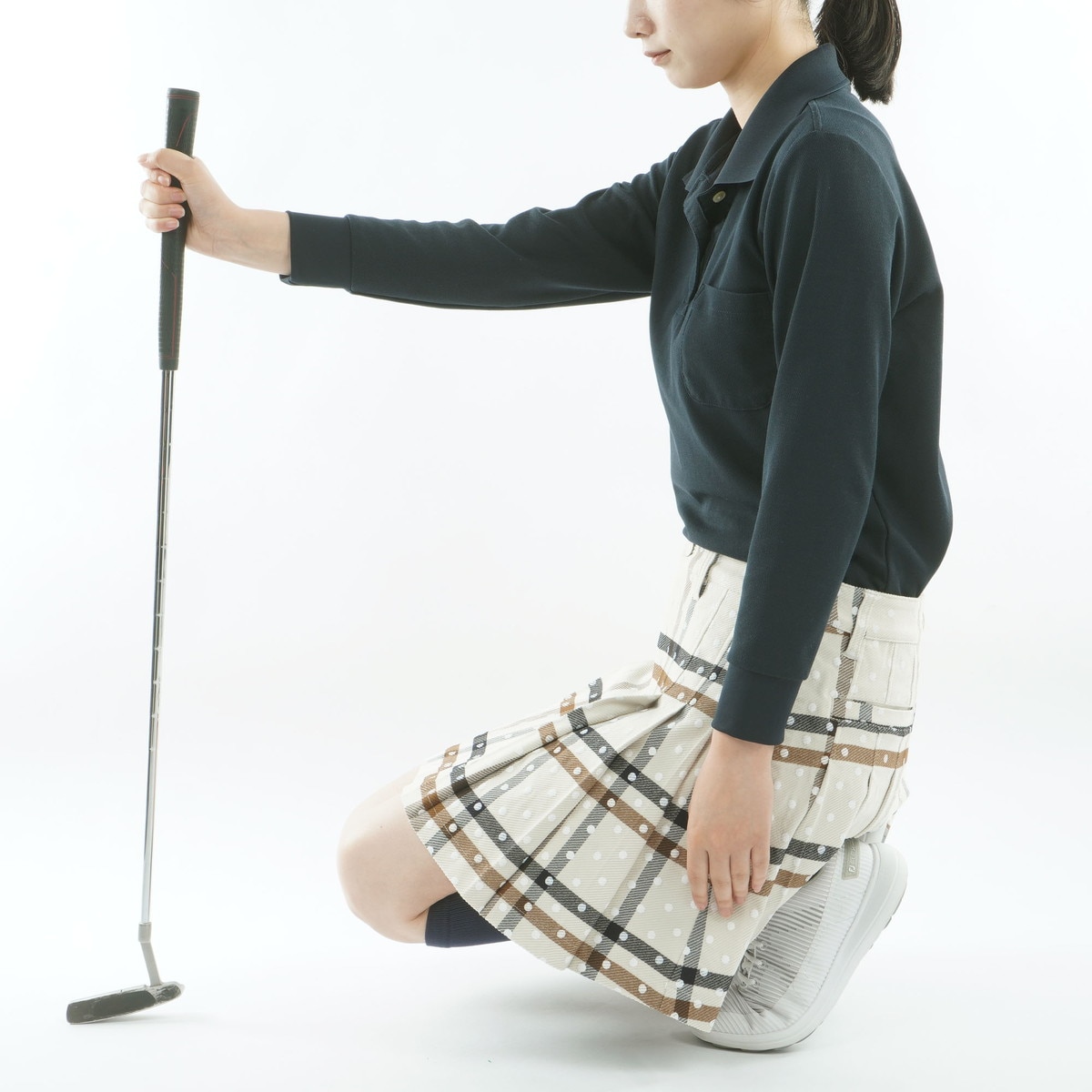 ストレッチカルゼ チェック×ドット柄 スカート レディス(スカート