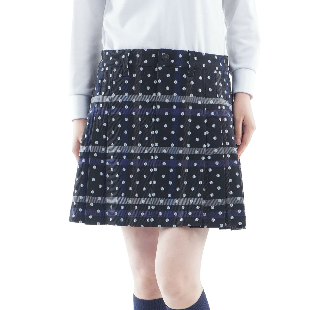 ストレッチカルゼ チェック×ドット柄 スカート レディス(スカート