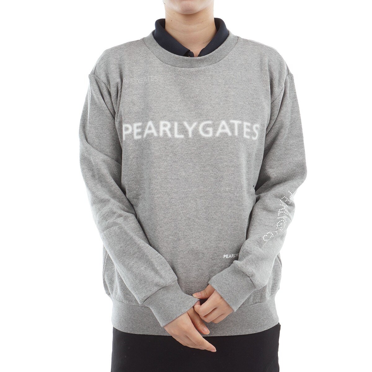 新品タグ付き PEARLY GATES パーリーゲイツ KYOTO スウェット6 ジグザグ裏毛ジャカード 長袖スウェット レディス(中間着(セーター