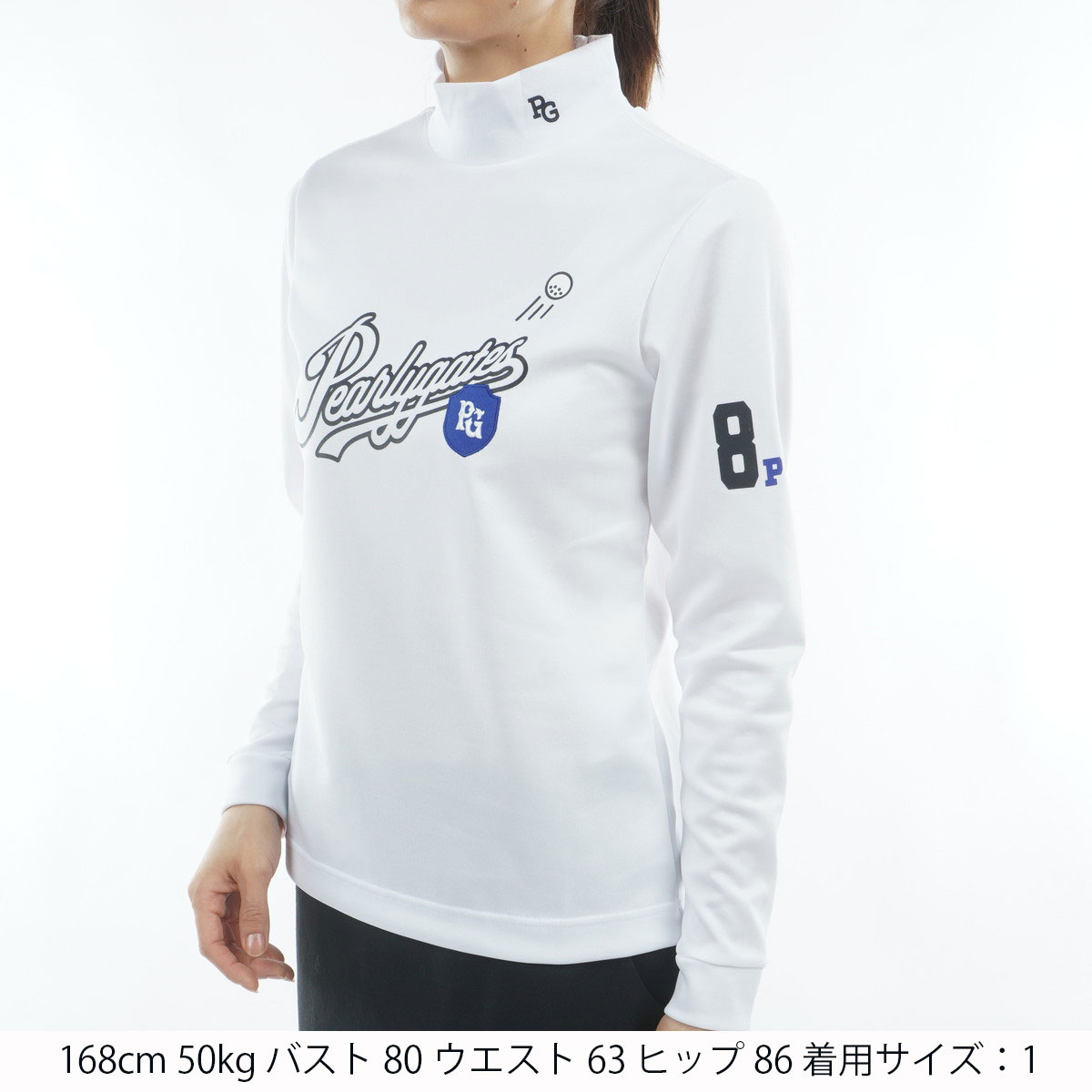 新品 パーリーゲイツ 鹿の子ダンボールゼブラ長袖ハイネックカットソー(5)L/紺 アウトレット】鹿の子ダンボール ゼブラ 長袖インナーシャツ レディス