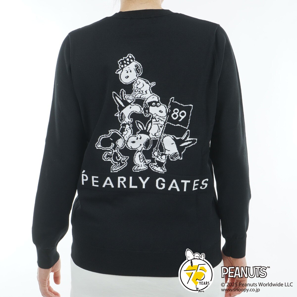 アウトレット】SNOOPY 部分ジャカード 丸首セーター レディス(中間着