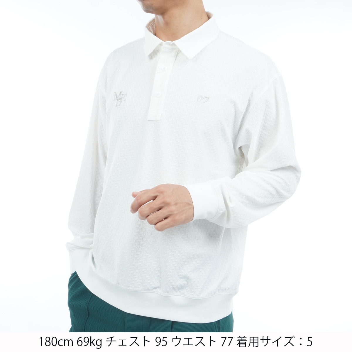 【新品タグ付】マスターバニー　メンズ　長袖　ポロシャツ　Ｍ　コットン　ゴルフ　白 新品タグ付】マスターバニー メンズ 長袖 ポロシャツ M コットン