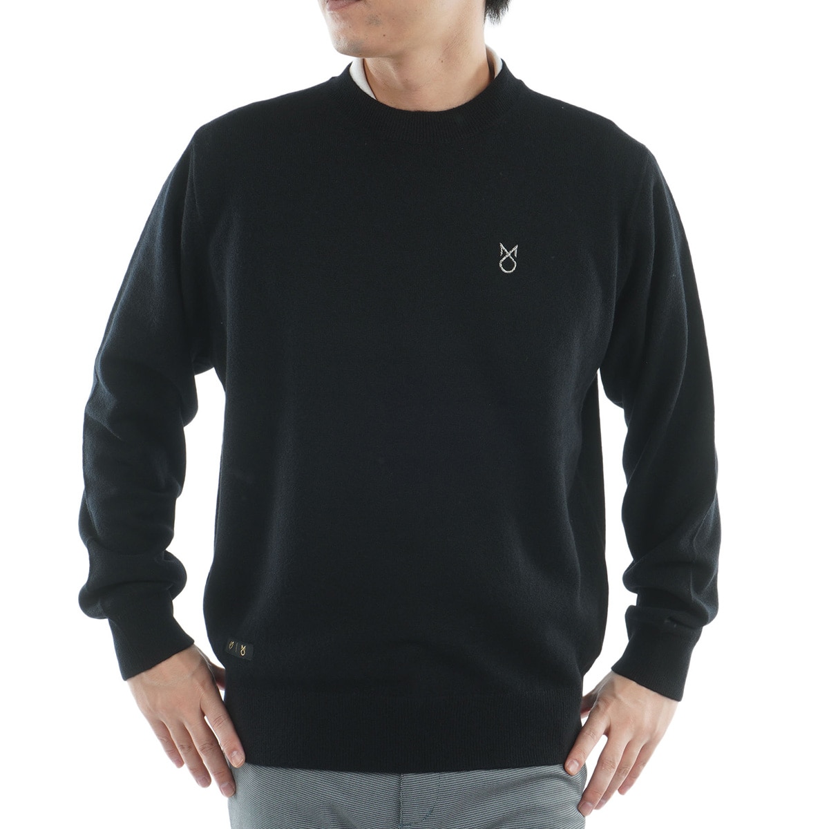 新品未使用タグ付き　マスターバニー　ブラックセーター サイズ6 カシミヤプルオーバー 丸首セーター(中間着(セーター、トレーナー