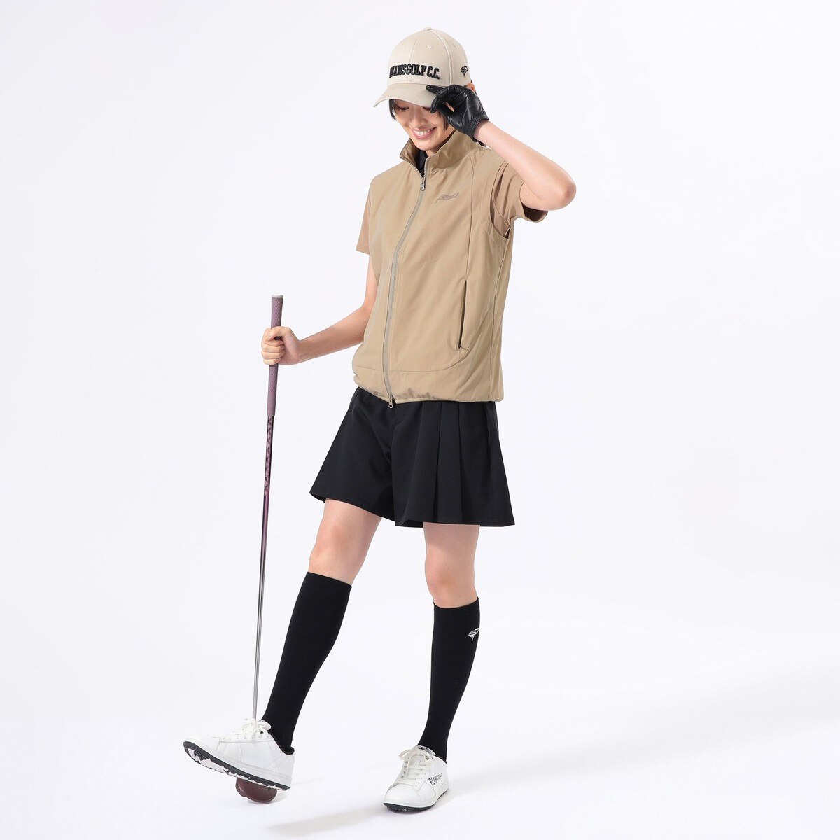 ORANGE LABEL ストレッチタフタ フルジップ 切替ベスト レディス