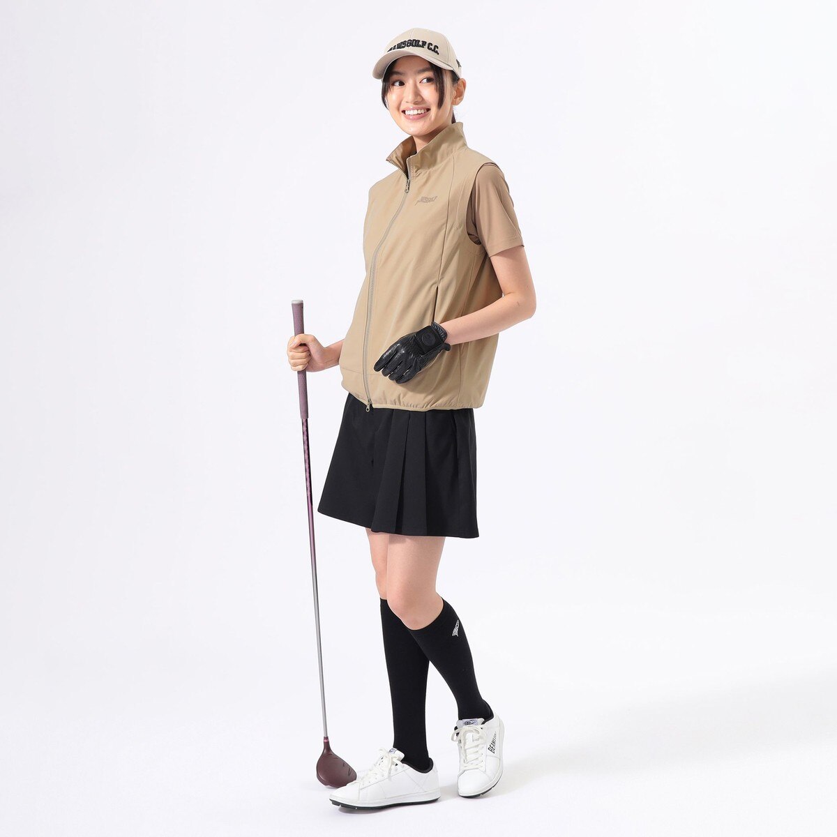 ORANGE LABEL ストレッチタフタ フルジップ 切替ベスト レディス