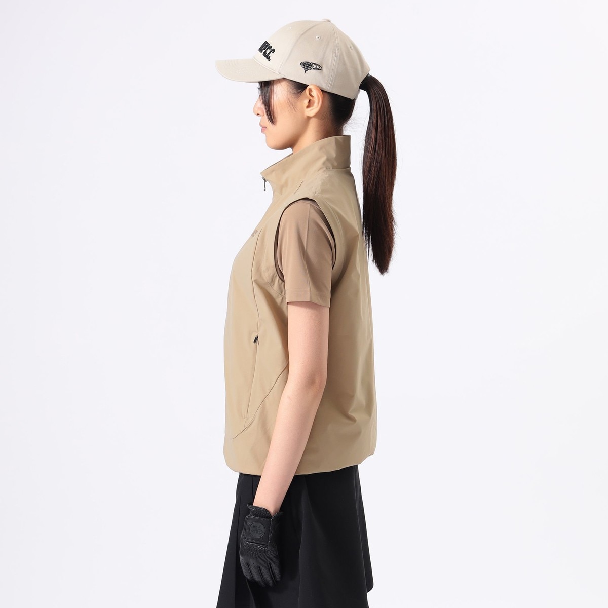 ORANGE LABEL ストレッチタフタ フルジップ 切替ベスト レディス