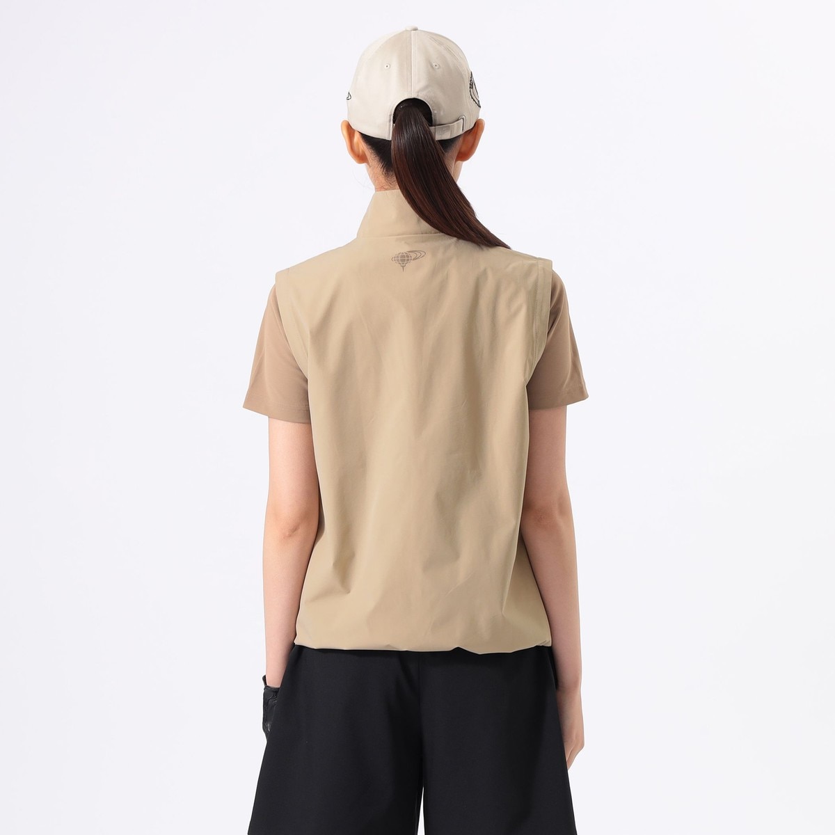 ORANGE LABEL ストレッチタフタ フルジップ 切替ベスト レディス