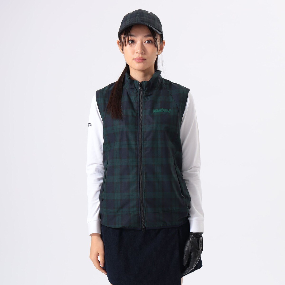 ORANGE LABEL ストレッチタフタ フルジップ 切替ベスト レディス