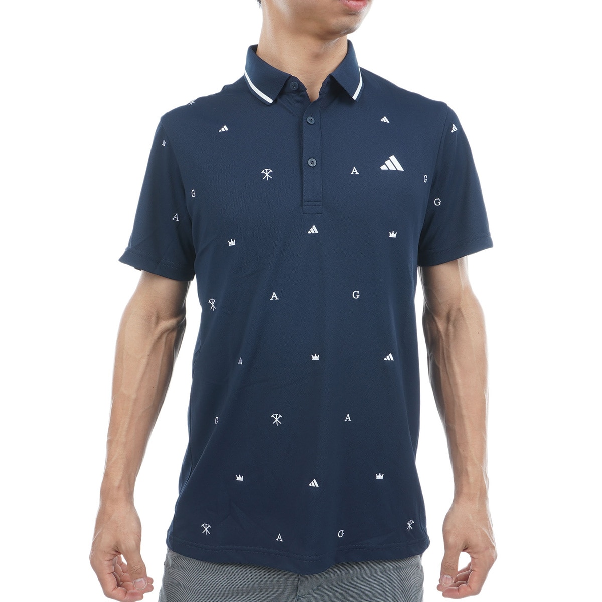 Masters ゴルフウェア　長袖　ポロシャツ　柄物　ネイビー Masters ゴルフウェア 長袖 ポロシャツ 柄物 ネイビー ゴルフウェア