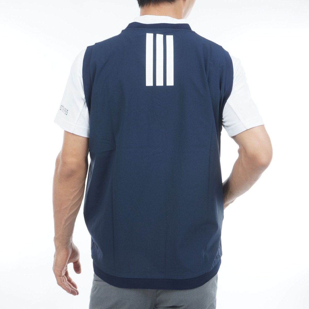 2in1 ストレッチウーブンベスト付きモックネック半袖シャツ(半袖シャツ