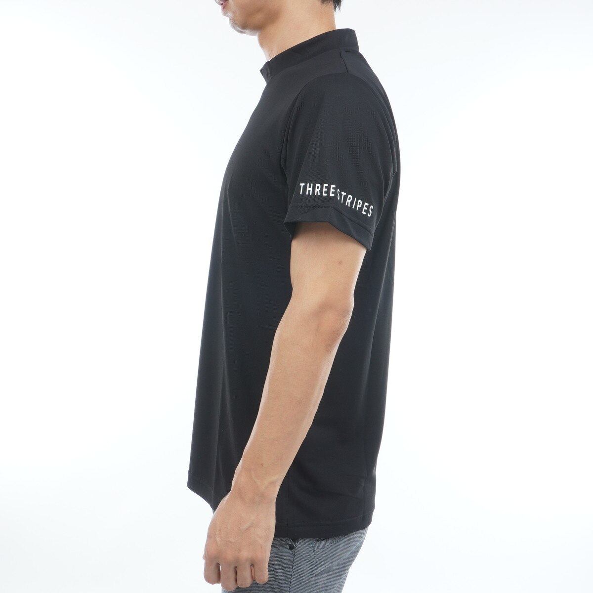 2in1 ストレッチウーブンベスト付きモックネック半袖シャツ(半袖シャツ