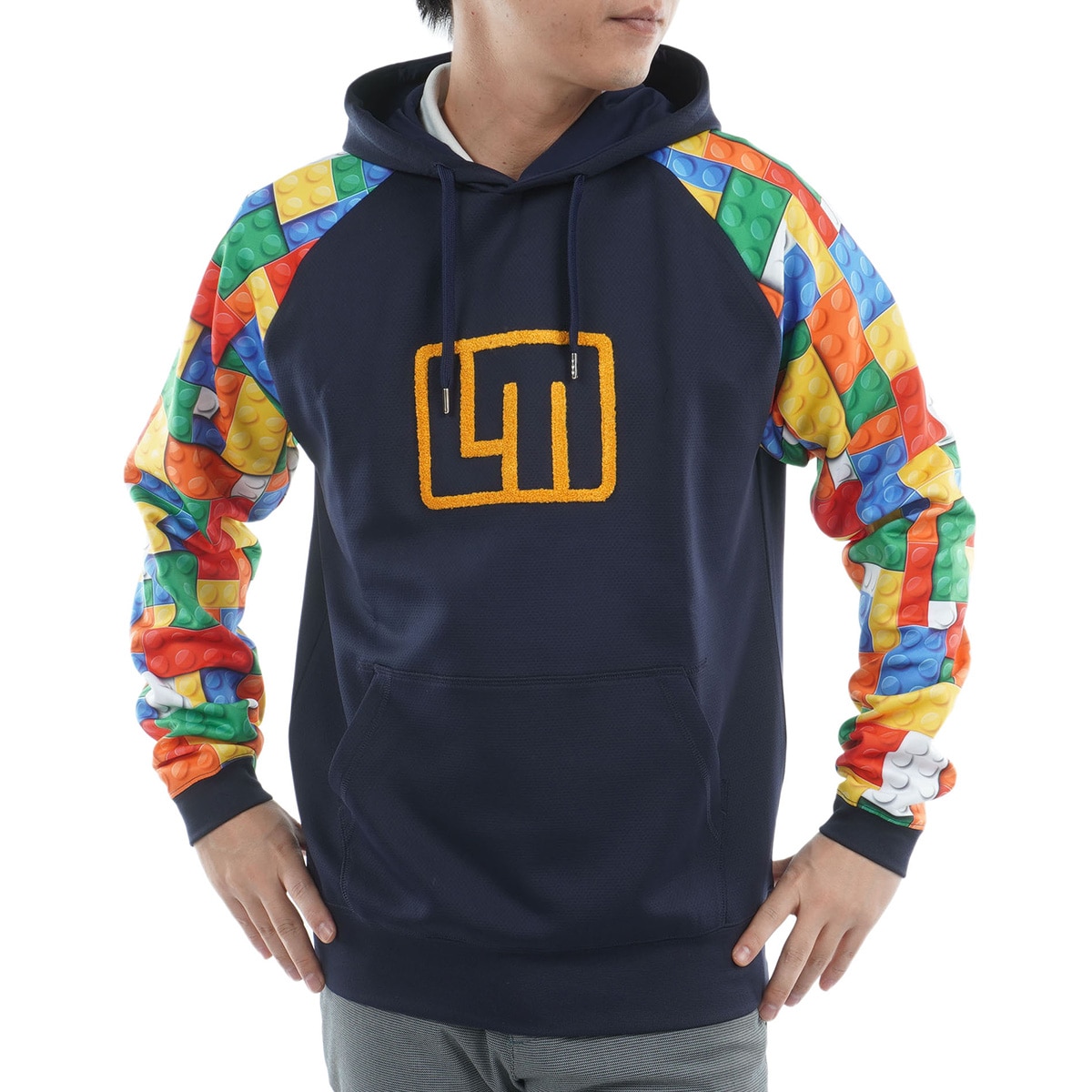 Russeluno ラッセルノ　パーカー　メンズ　ゴルフ　ダンボールニット　迷彩 無地×柄 ダンボールニットパーカー(中間着(セーター、トレーナー