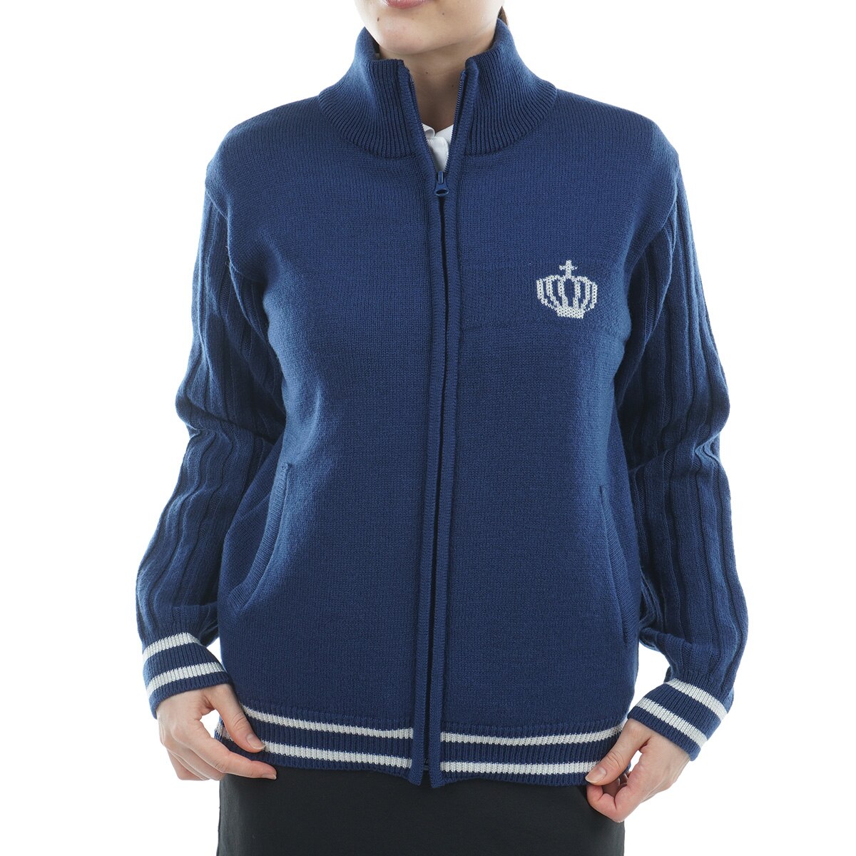 ストレッチ 長袖ニットブルゾン レディス(アウター(ブルゾン、ウインド