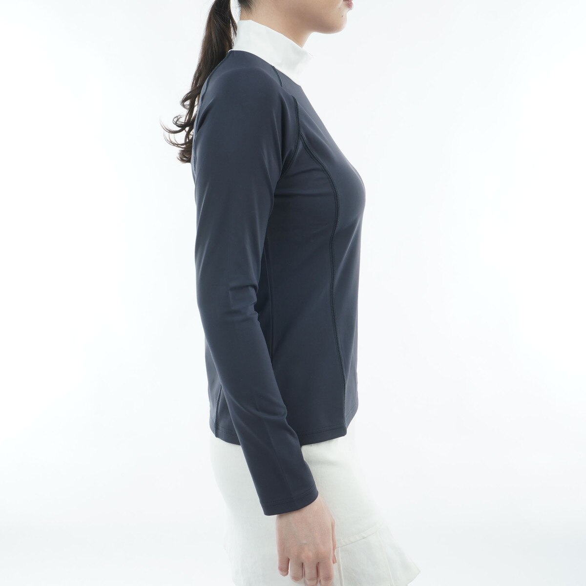 タイトフィット モックネック長袖シャツ レディス(長袖シャツ