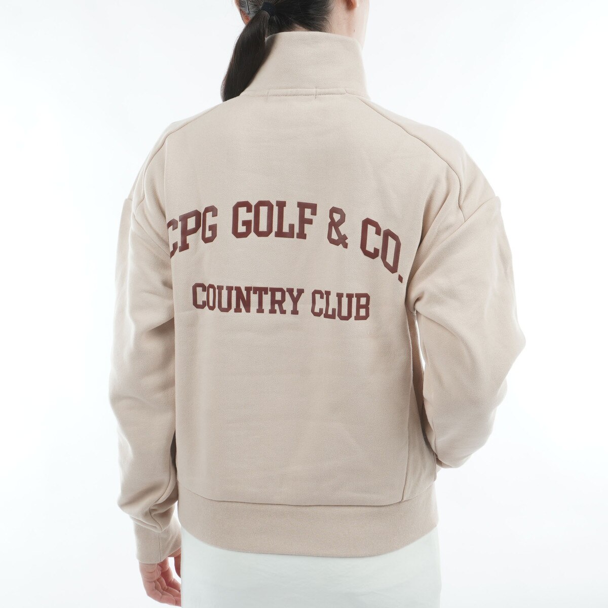 裏起毛 ハーフジップ カレッジ ロゴ 長袖スウェット レディス(中間着