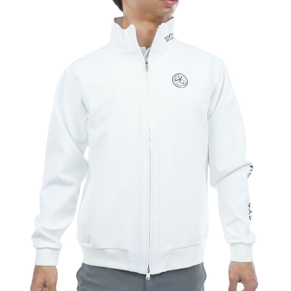 【SY32 SWEET YEARS】メンズ 防寒プルオーバー L ホワイト SPORTEX 2ストレッチ ツイルジップアップジャケット(アウター(ブルゾン