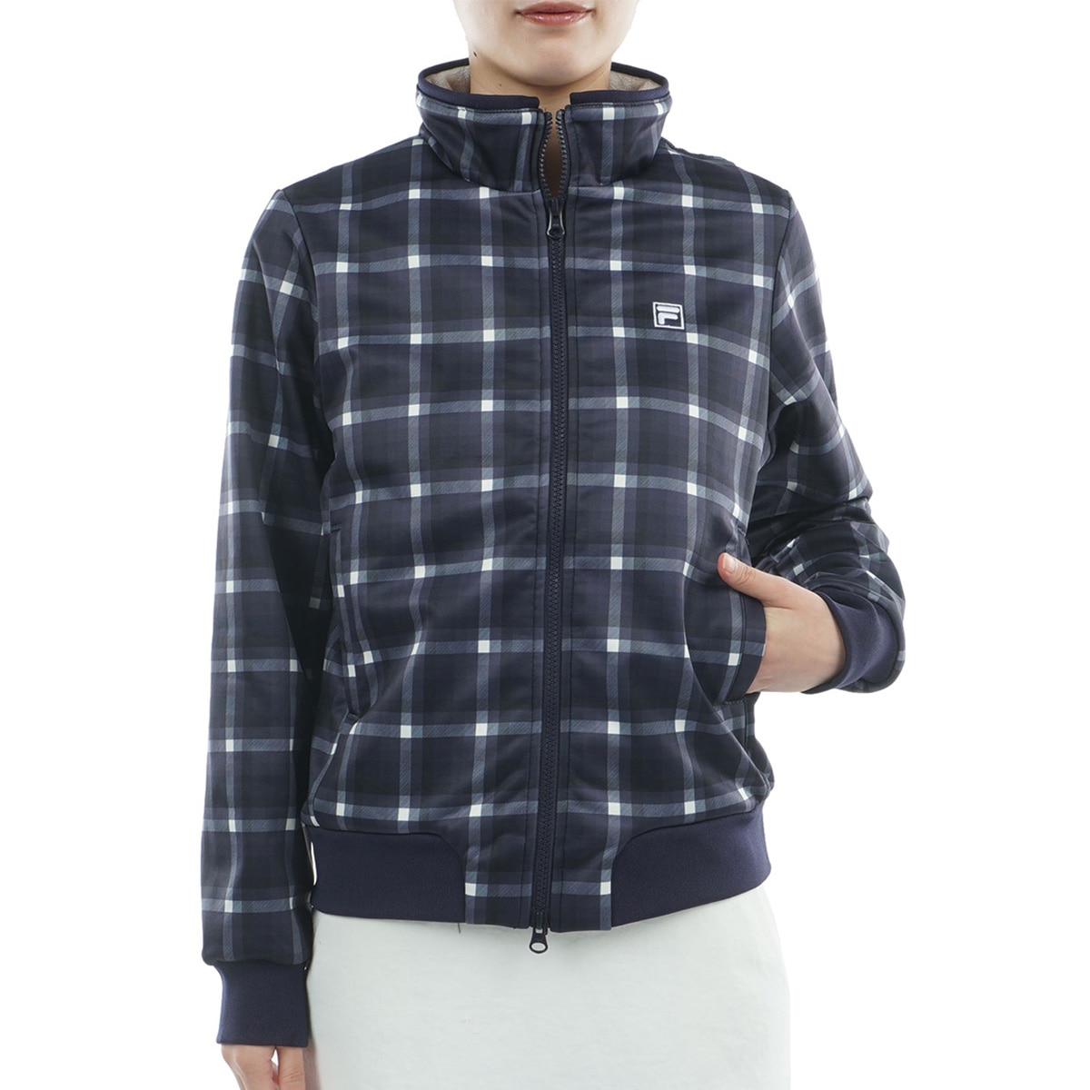 ストレッチ チェック柄 ボンディングブルゾン レディス(アウター