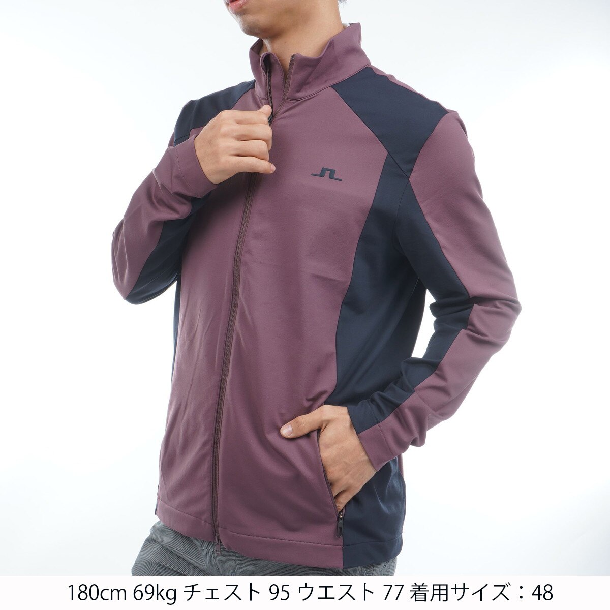 ストレッチ 裏起毛 カラーブロックミッドレイヤー(中間着(セーター