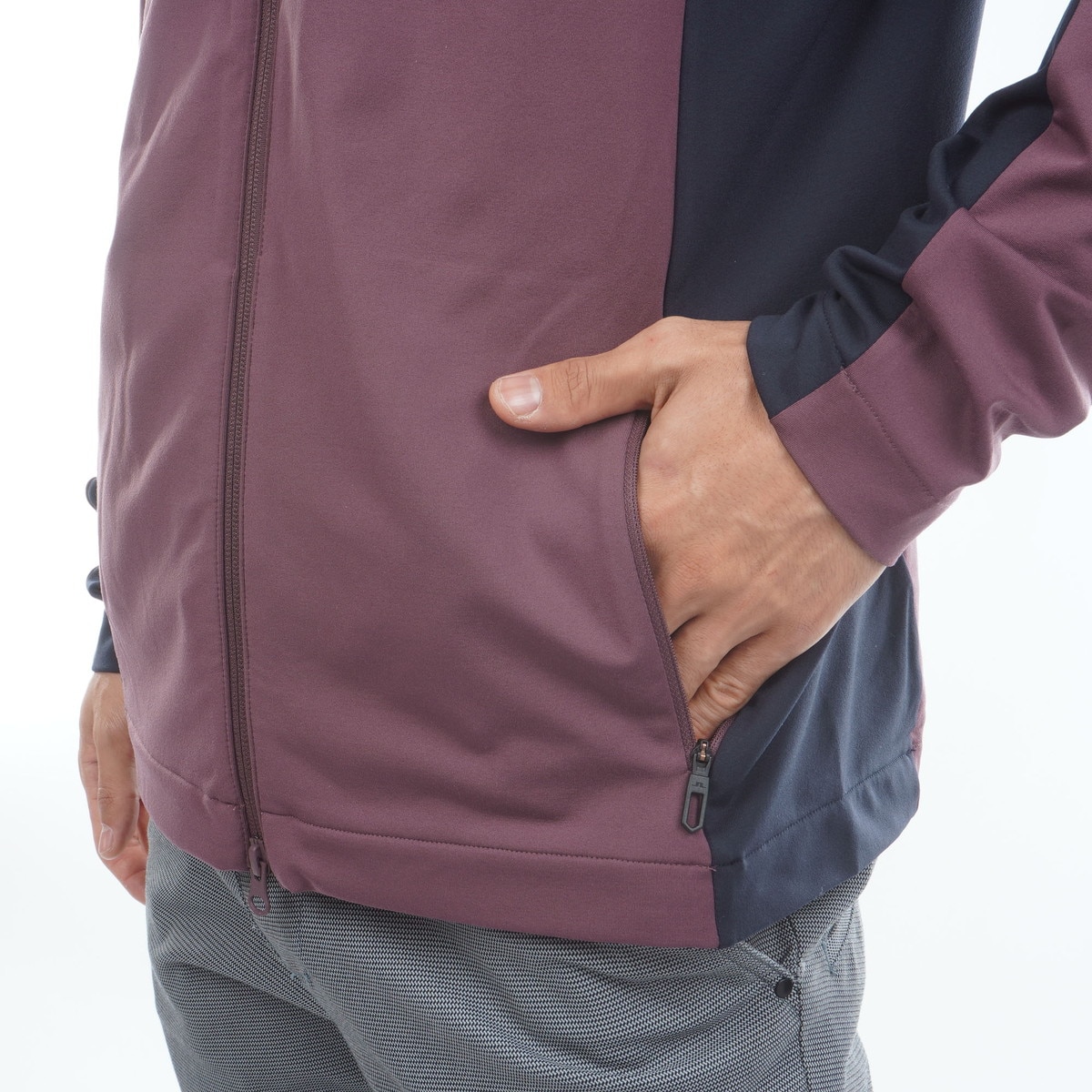 ストレッチ 裏起毛 カラーブロックミッドレイヤー(中間着(セーター