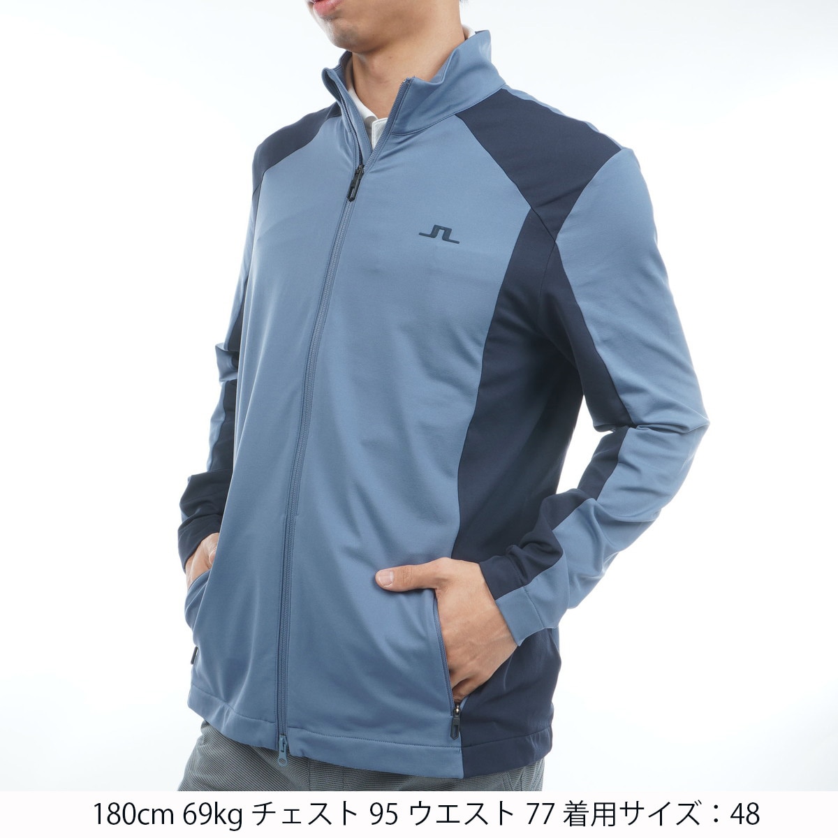ストレッチ 裏起毛 カラーブロックミッドレイヤー(中間着(セーター