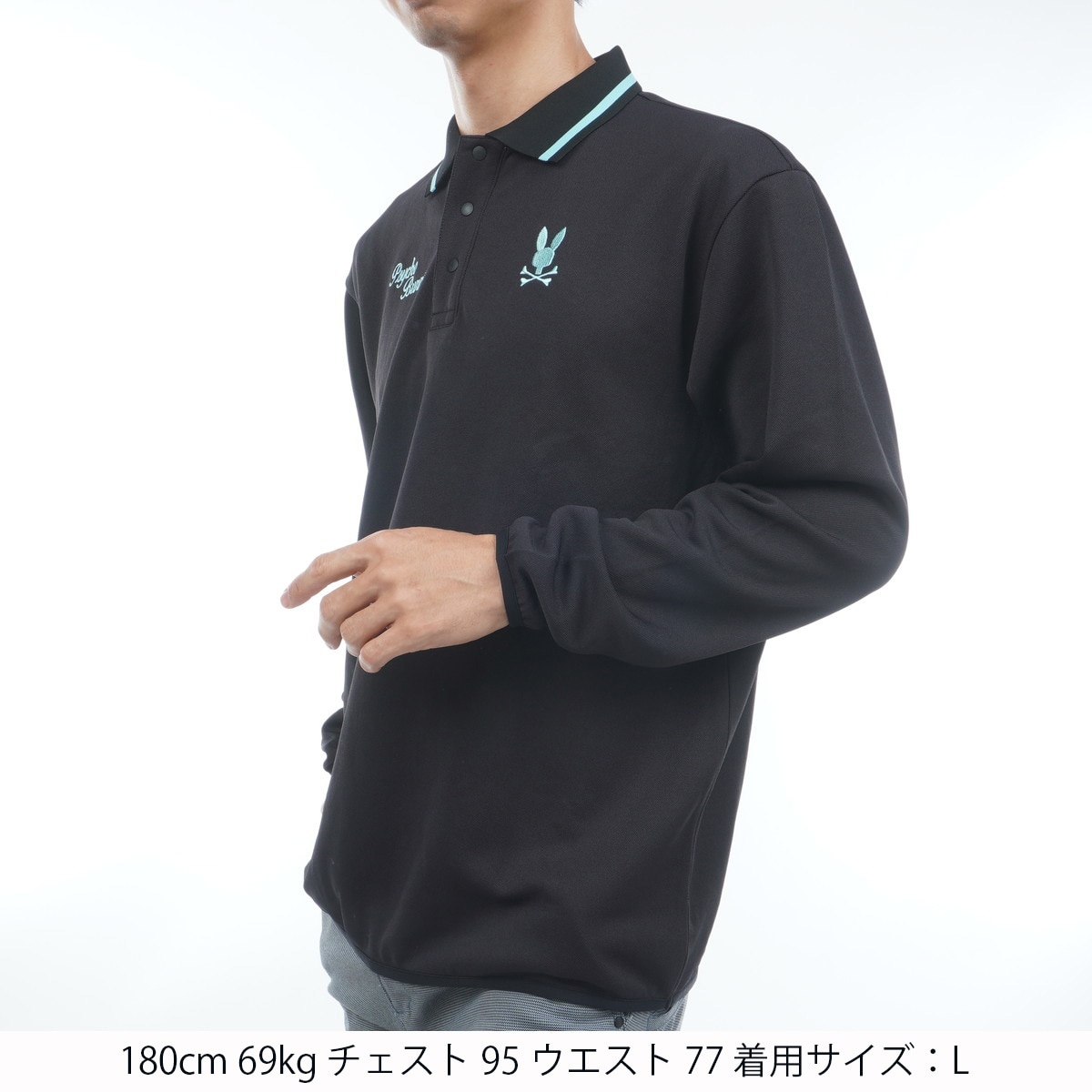 新品、タグ付き! Psycho Bunny ブラック 長袖ポロシャツ L ポロ