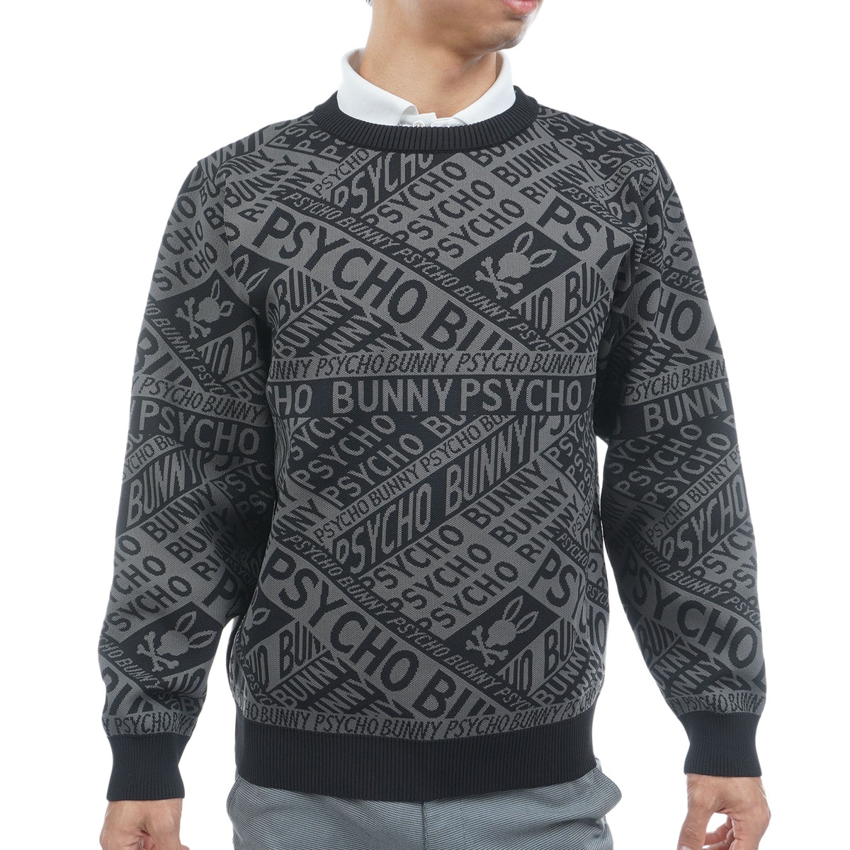 GOLF 総柄フォントロゴ オリジナルジャカードセーター(中間着(セーター